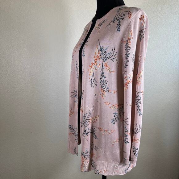 NWT Daniel Rainn Floral Knit Open Front Long Sleeve Cardigan Pink Women Size M - Picture 4 of 12
